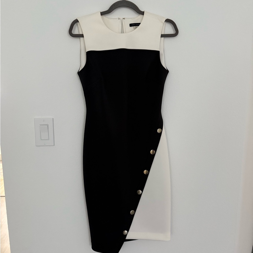 Tommy Hilfiger Black Asymmetrical Sheath Midi Dress